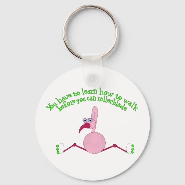 Rollerblading Flamingo Keychain (Front)