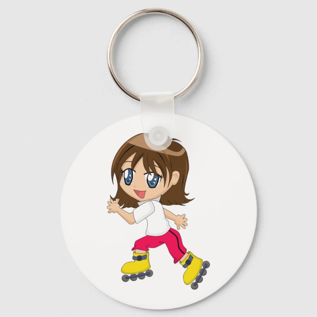 Rollerblading Girl Keychain (Front)