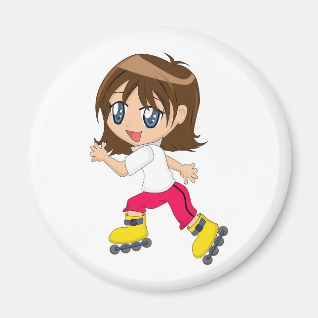 Rollerblading Girl Magnet (Front)