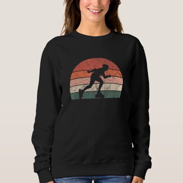 Rollerblading Pink Retro Vintage Style Sweatshirt (Front)