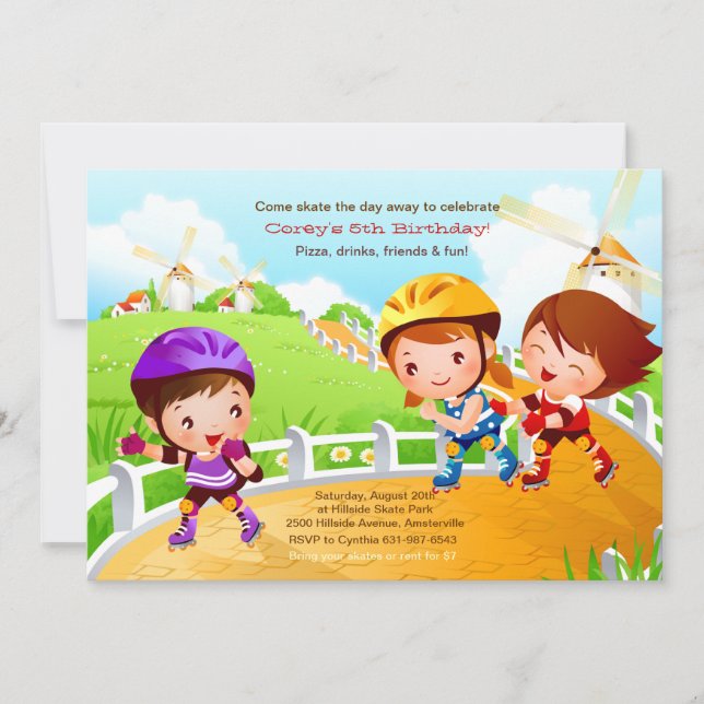 Rollerblading Tots Invitation (Front)