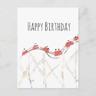 Rollercoaster Hand Drawn Birthday Postcard