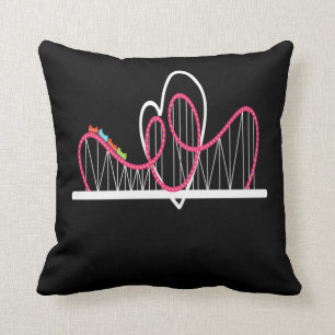 Rollercoaster Heart Amusement Park Throw Pillow