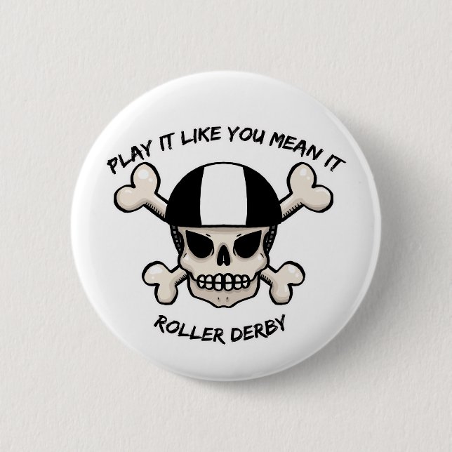 Rollerderby play it like you mean it 2 inch round button (Front)