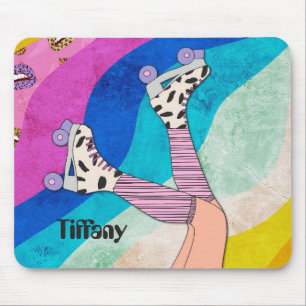 Rollerskate Girl Name 1980s Style Mousepad