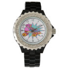 Rollerskate - Men's Black Leather Watch