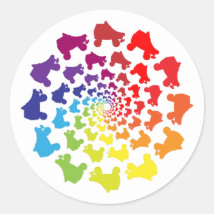 rollerskate rainbow circle classic round sticker