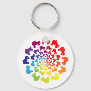 rollerskate rainbow circle keychain
