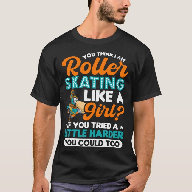Rollerskate Retro 90s Roller Skating Girl T-Shirt (Front)