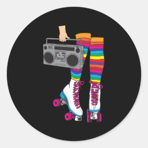 Rollerskates 80'S Roller Disco Skating Classic Round Sticker