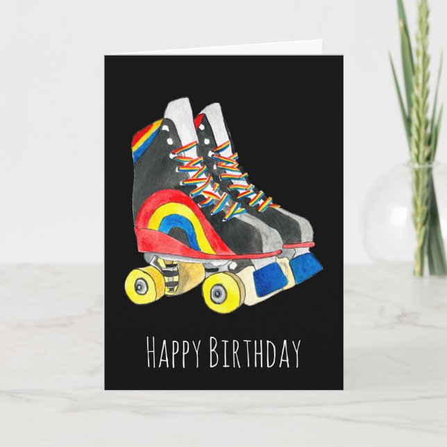 Rollerskates retro eighties art card (Front)