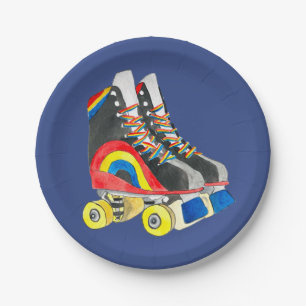 Rollerskates retro eighties art paper plate