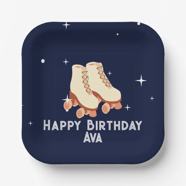 Rollerskating Birthday Party Plate (Front)