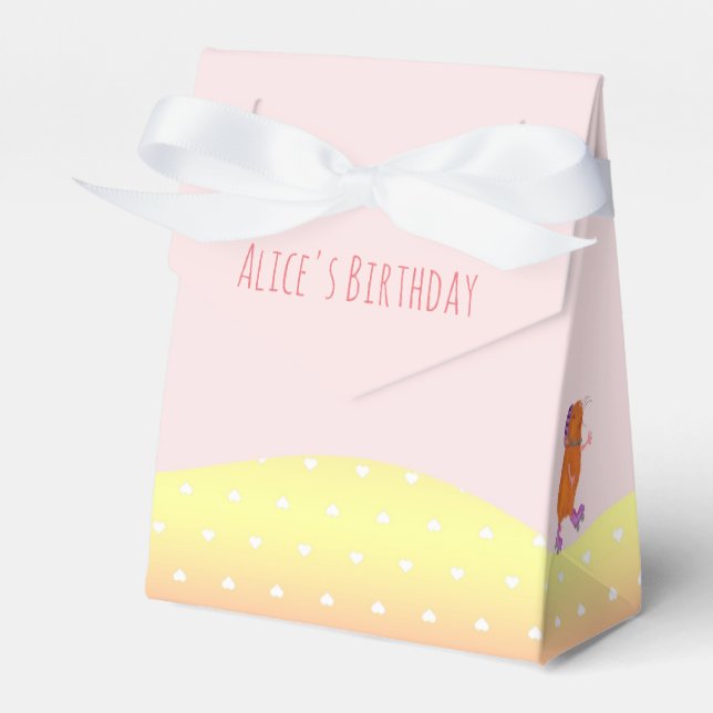 Rollerskating cat & guinea pig party favor bag box (Front Side)