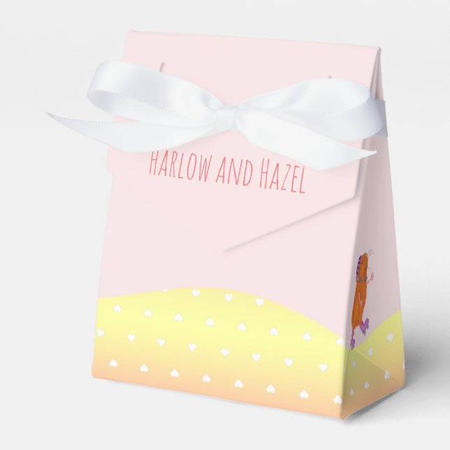 Rollerskating dog & guinea pig party favor bag box (Front Side)
