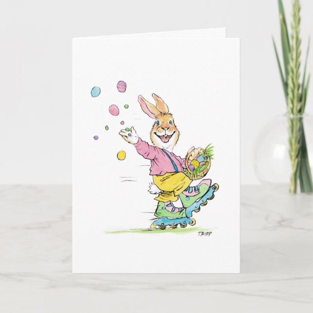 Rollerskating Easter Bunny Card (Front)