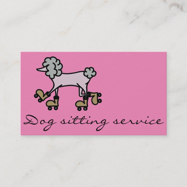 Rollerskating gray poodé chien carte de visite (Devant)