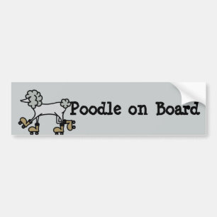Rollerskating grey poodle dog bumper sticker