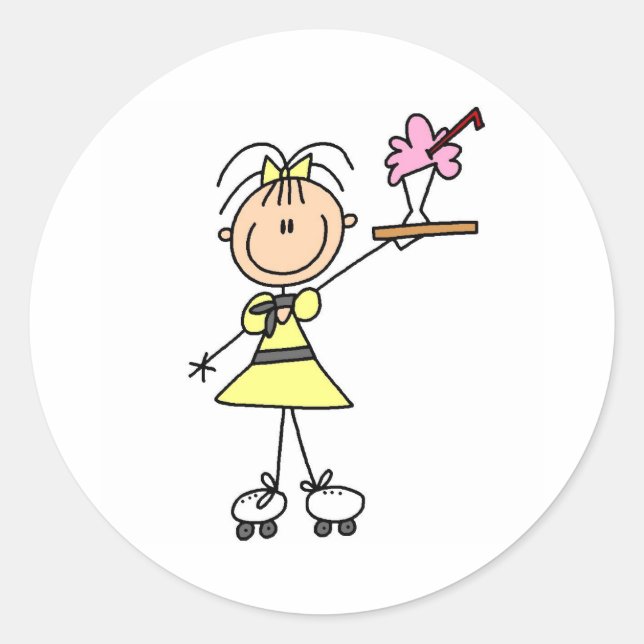 Rollerskating Waitress  Classic Round Sticker (Front)