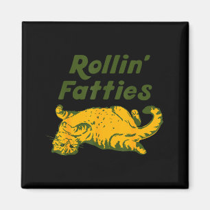 Rollin' fatties funny retro lazy cat graphic  magnet