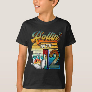 Rollin Into 12 Bowling Birthday Party 12th Birthda T-Shirt