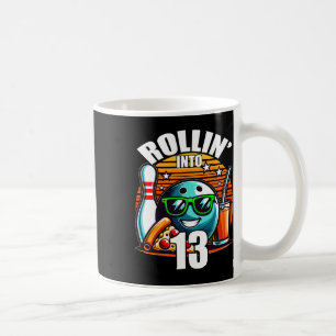 Rollin Into 13 Bowling Birthday Party 13th Birthda Coffee Mug