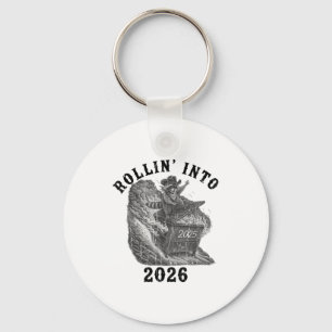 Rollin' Into 2026, 2026 Snarky New Year, Meme Racc Keychain