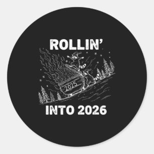 Rollin’ Into 2026 Dumpster Fire New Year Party Fun Classic Round Sticker