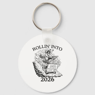 Rollin’ Into 2026 Dumpster Fire New Year Party Fun Keychain