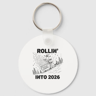 Rollin’ Into 2026 Dumpster Fire New Year Party Fun Keychain