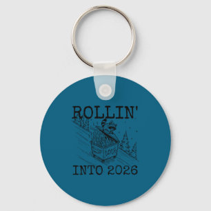 Rollin' Into 2026 Happy New Year Raccoon Men Women Keychain