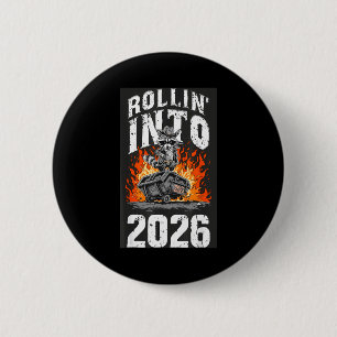Rollin Into 2026 Raccoon Funny Dumpster Fire 2025  2 Inch Round Button