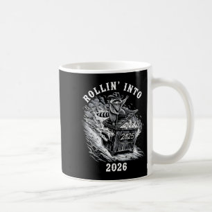 Rollin Into 2026 Raccoon Funny Dumpster Fire 2025  Coffee Mug