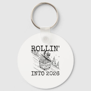 Rollin’ Into 2026 Raccoon Funny New Year Raccoon T Keychain