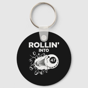 Rollin Into 47 Billiards 47th Birthday Flaming Bil Keychain