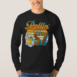 Rollin' Into 57th Birthday Bowler 57 Years Old Bow T-Shirt