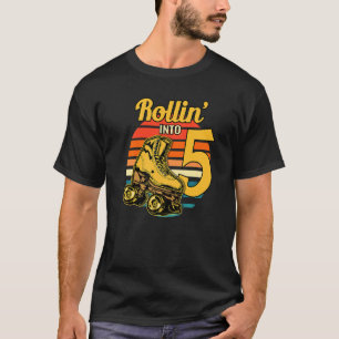 Rollin' Into 5 Retro Roller 5th Birthday Party Ska T-Shirt