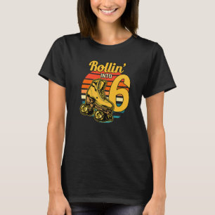 Rollin' Into 6 Retro Roller 6th Birthday Party Ska T-Shirt