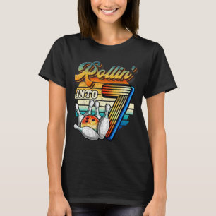 Rollin Into 7 Bowling Birthday Party 7th Birthday  T-Shirt