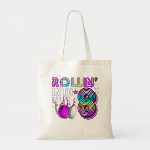 Rollin into 8 Bowling Birthday Party 8th Birthday Tote Bag