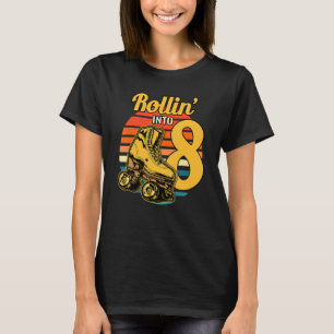 Rollin' Into 8 Retro Roller 8th Birthday Party Ska T-Shirt