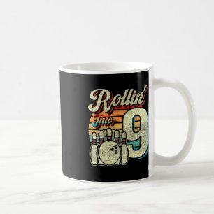 Rollin Into 9 Bowling Birthday Party 9th Birthday  Coffee Mug
