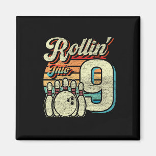Rollin Into 9 Bowling Birthday Party 9th Birthday Magnet