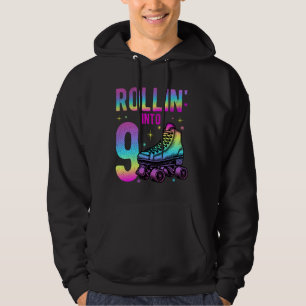 Rollin' Into 9th Birthday Roller Skate Lifestyle F Hoodie