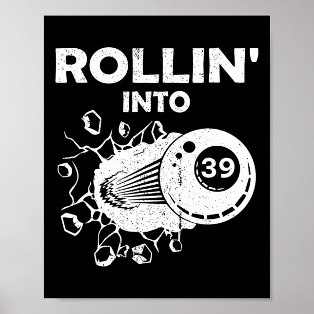 Rollin Into &#  Billiards &# th Birthday Flaming Poster (Front)