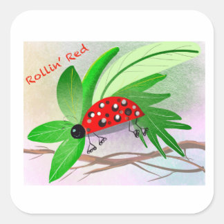 Rollin ladybug square sticker