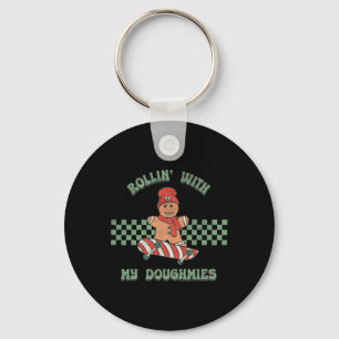 Rollin With My Doughmies Retro Gingerbread Man Ska Keychain