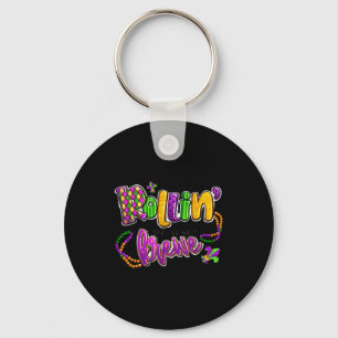Rollin With My Krewe Mardi Gras For Men Women Boys Keychain