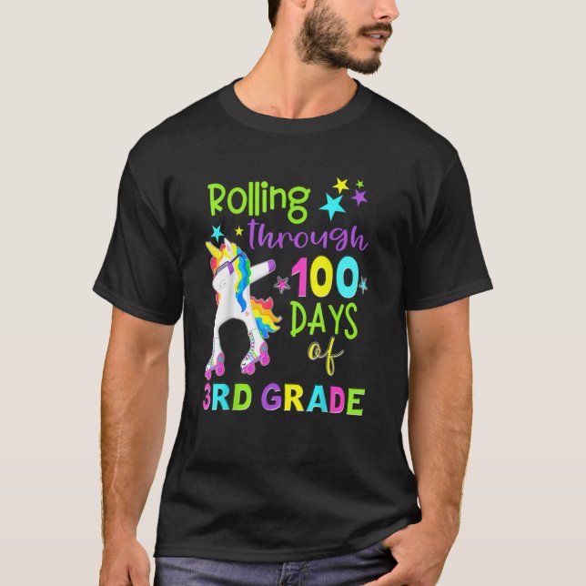 Rolling 100th Day Of School Pre K 1st 3rd 5th Grad T-Shirt (Front)