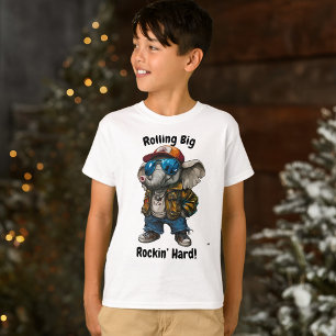 Rolling Big, Rockin’ Hard - Cool Elephant Design T-Shirt